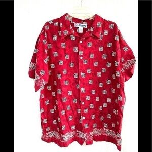 UTILITY vintage red dragon print button down shirt